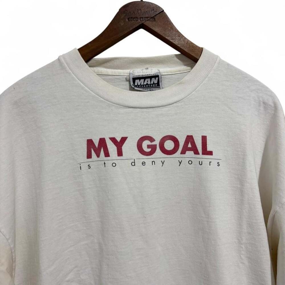 Man Advantage Vintage Hockey T-Shirt My Goal Is To Deny Yours XL